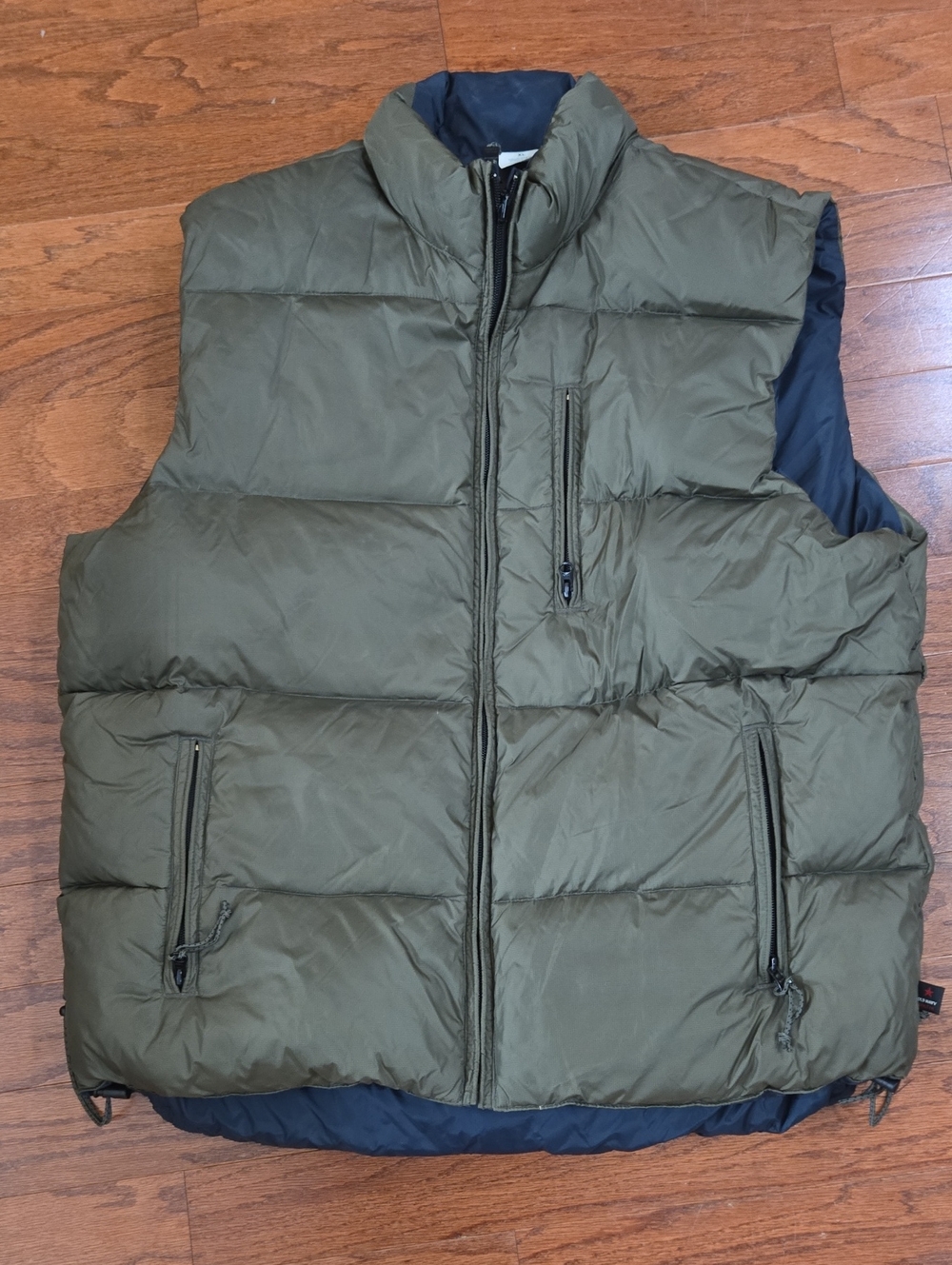 Old Navy Reversible Olive Green/Navy Blue Quilted Down Puffer Vest XL